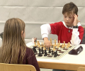 Moritz Franke gegen die spätere U10-Zweite und Mädchensiegerin Victoria Sniegowski (Meuselwitz)